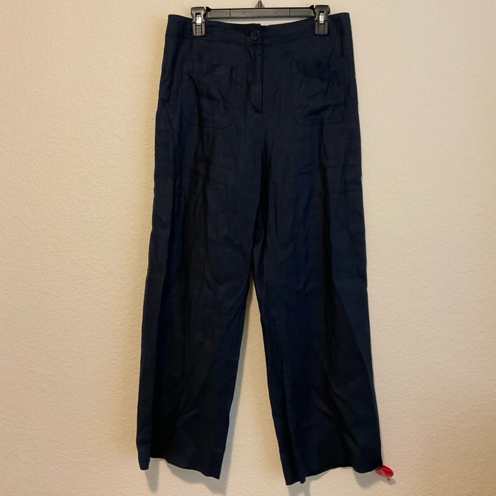 Tahari navy linen pantss